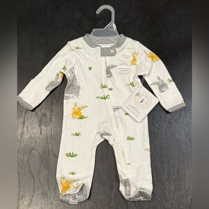 New Burt's Bees Baby One Piece Bedtime Sleeper Organic Cotton Newborn Rabbits